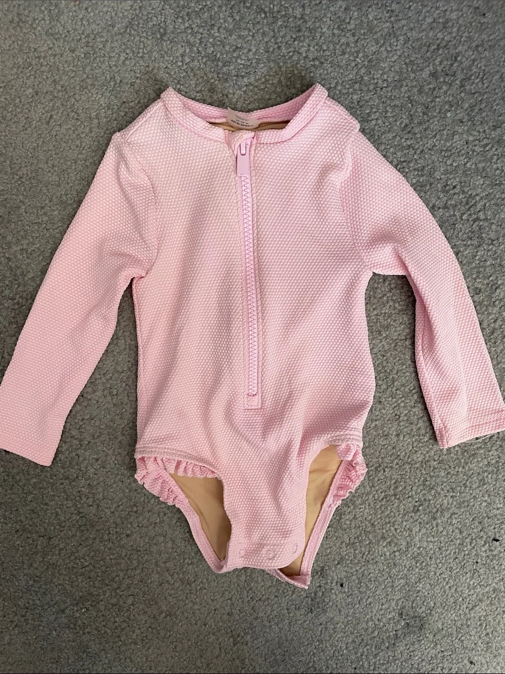 Girl Light Pink Long-Sleeve Bathing Suit